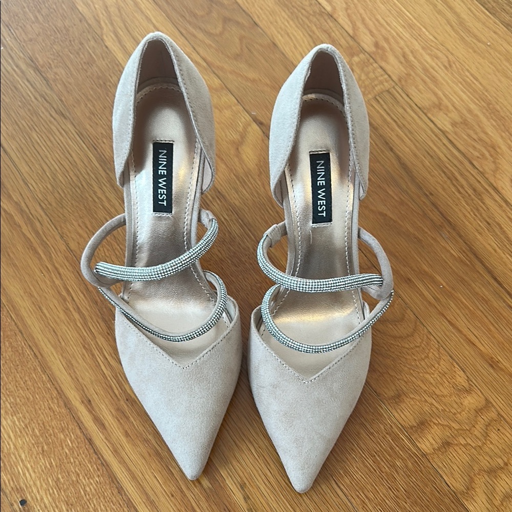 Nine West Women's Taupe Heels with Silver Accents